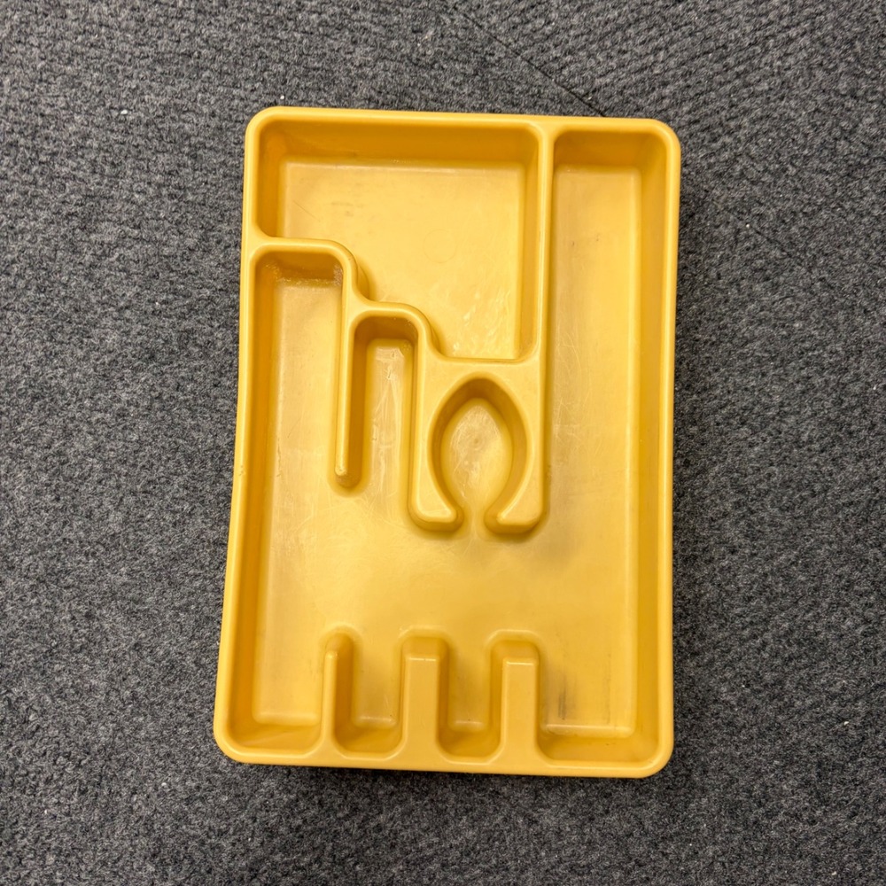 Vintage Rubbermaid 2921 Harvest Gold Silverware Drawer Organizer Tray 5 Slot